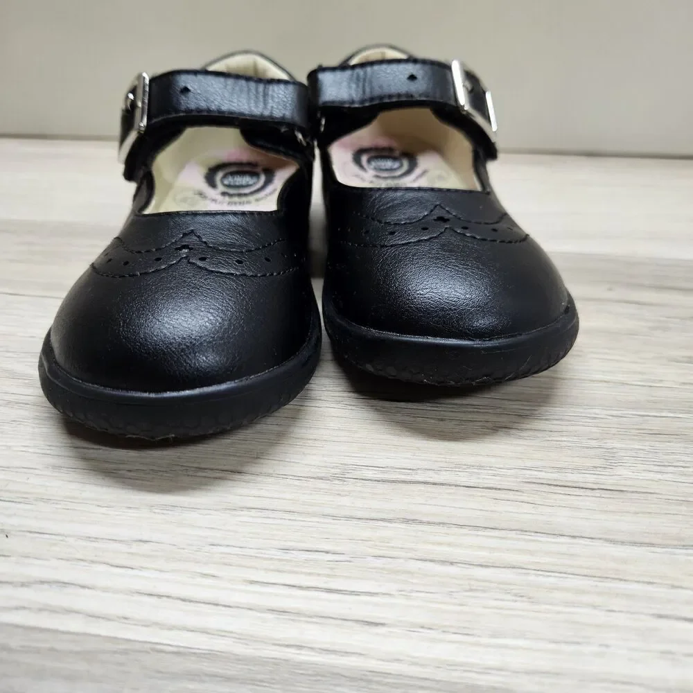 Livie & Luca Girls Black Mary Jane Shoes Size 12 Buckle Faux Leather Cute